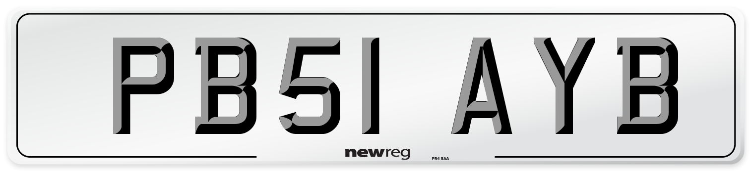 PB51 AYB Number Plate from New Reg
